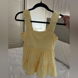 SO Yellow Ruffled Tank Top